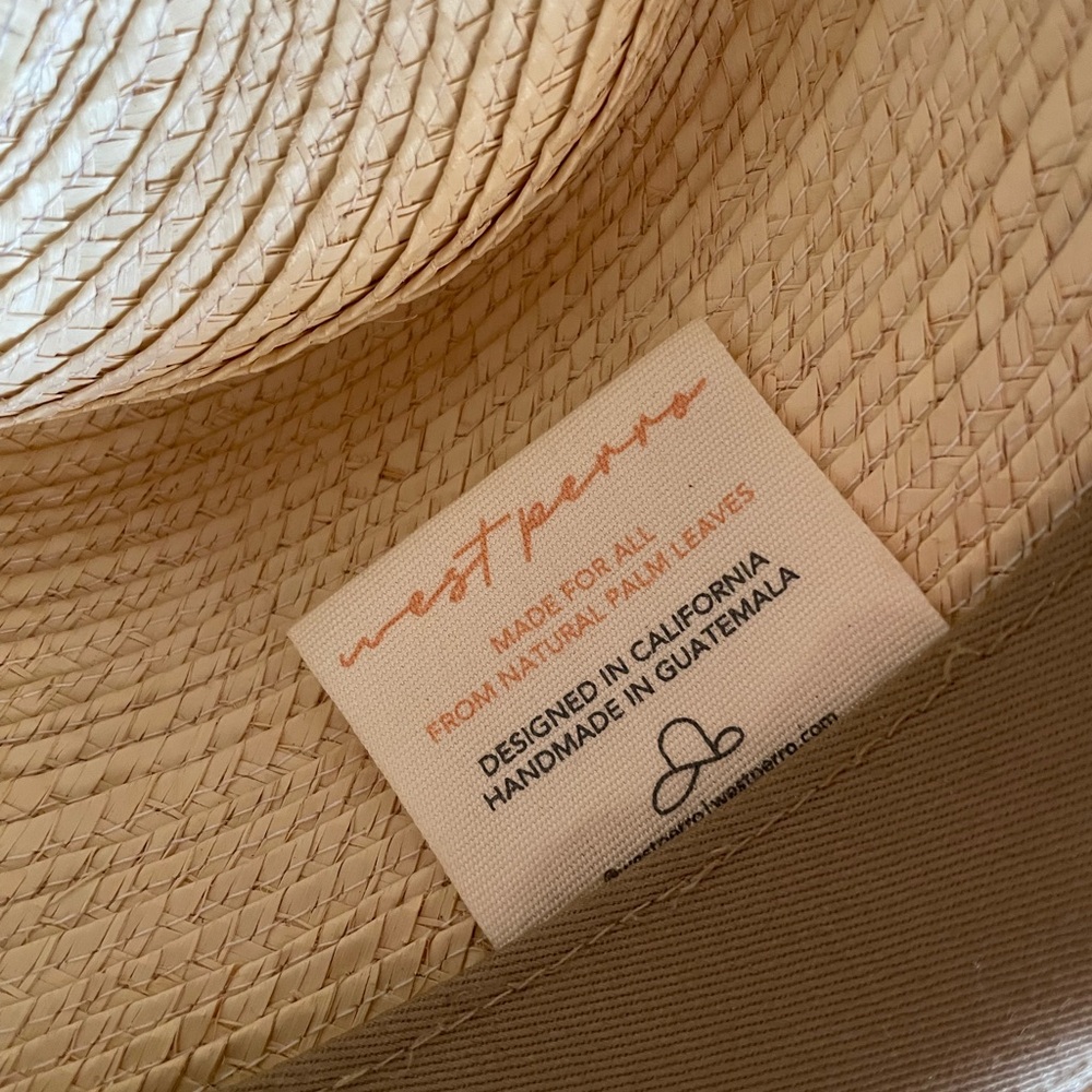 Beige Straw Sun Hat with Leather Cord - Picture 2 of 3